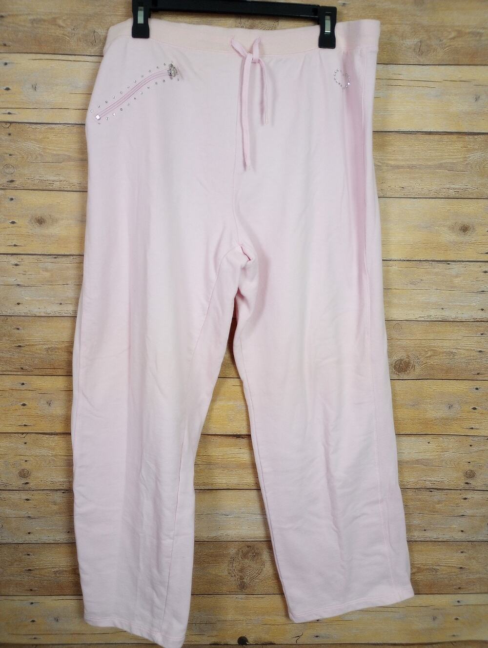 Fashion Bug Women Pants 14/16W Light Pink Rhinestones Casual Straight Leg